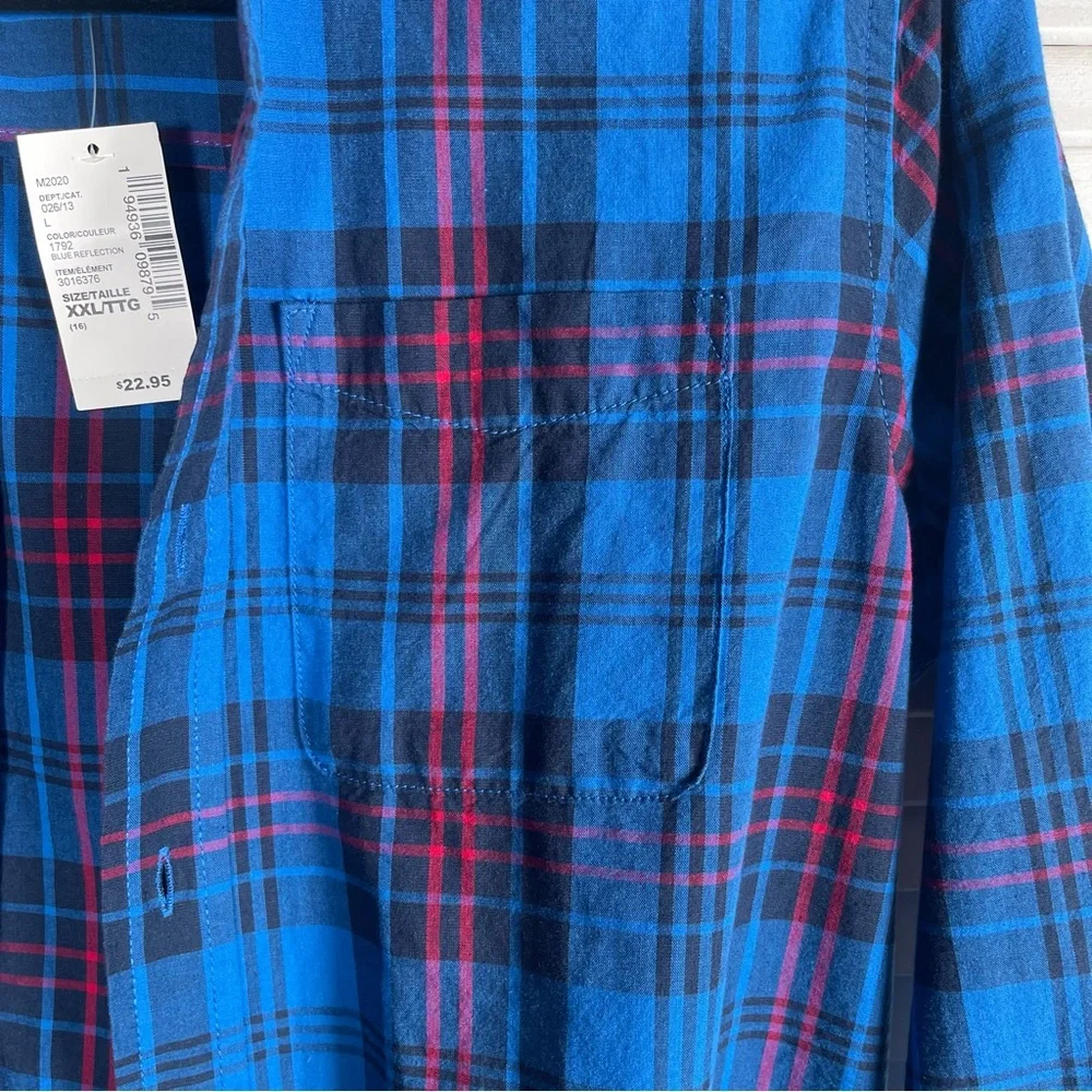 The‎ Children’s Place Boys Plaid Poplin Button-Down Shirt – Blue (XXL / 16)